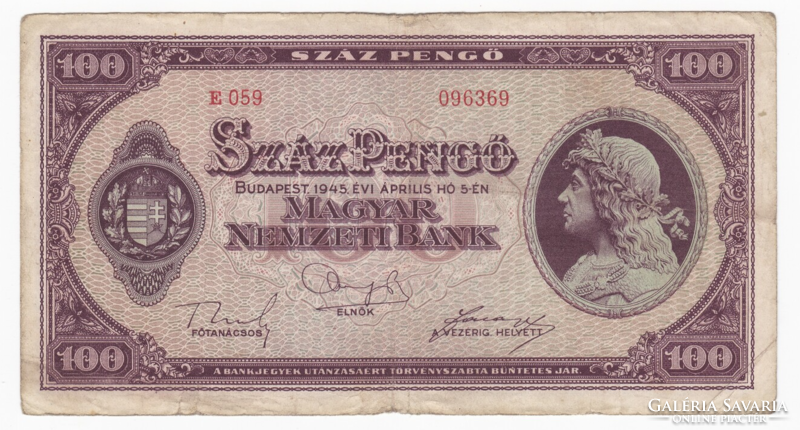 One hundred pengő from 1945 (e059)