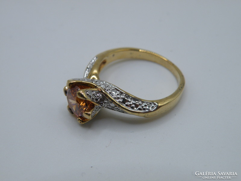 Uk0030 elegant orange and clear stone ring