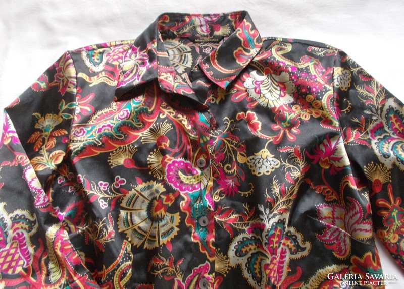 Marks Spencer silk casual top, oriental pattern blouse, shirt