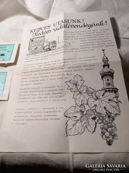 GySEV  Sopron programajánló 1977-ből + 2 db Széchenyi Múzeumvasút jegy