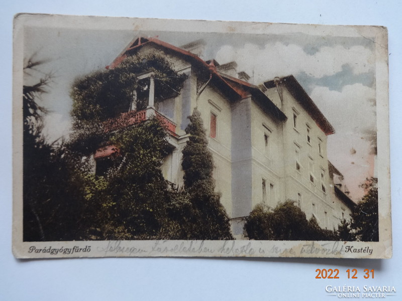 Régi képeslap: Parádgyógygfürdő, kastély (1926)