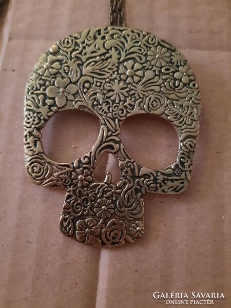Medical metal, stainless steel, antique gold color, skull pendant necklace, negotiable
