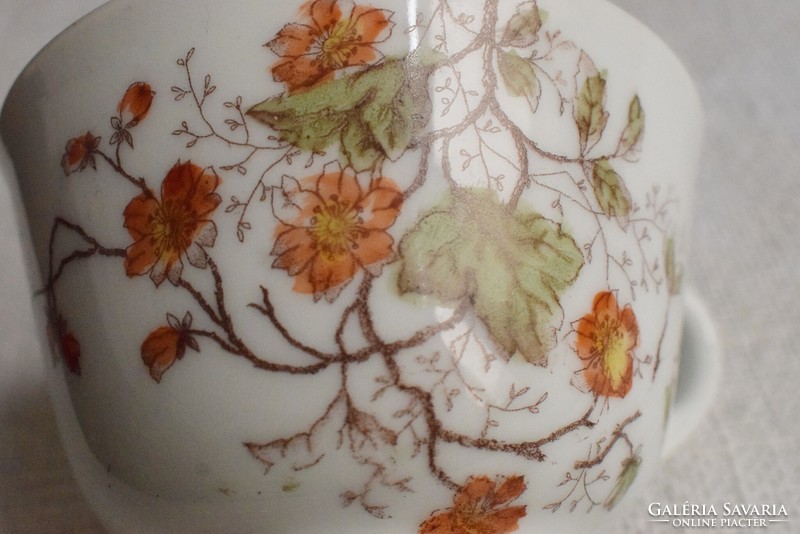 Antique wild rose patterned porcelain mug, cup, coffee cup 10.6 x 6.5 cm + handle