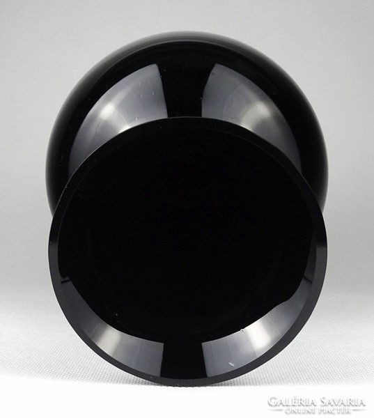 1P863 Nagyméretű fekete üveg váza 31 cm