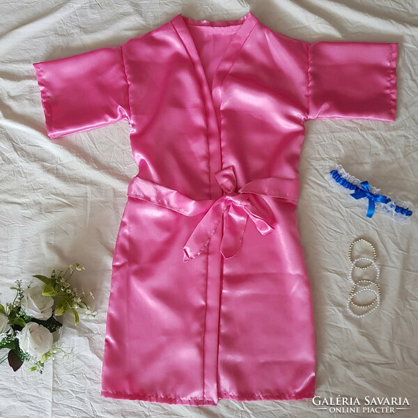 Pink satin robe, ready-to-wear robe - approx. Xs