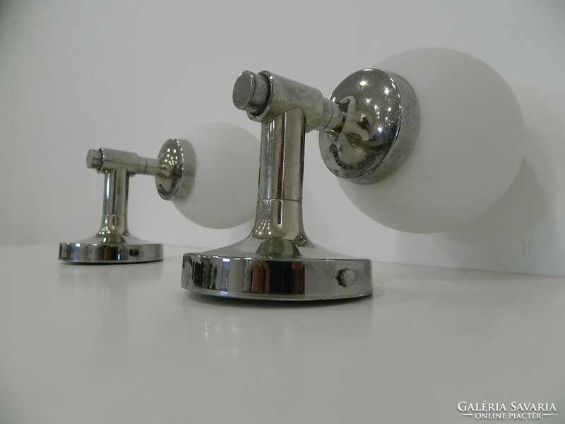 Bauhaus-style chromed wall arm pair / wall lamp pair