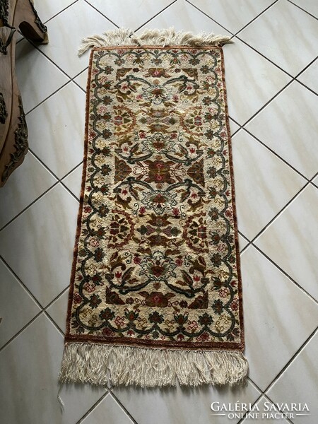 Hand-knotted Tunisian silk carpet 52x120