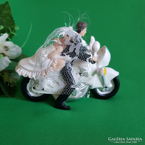 New motorcycle wedding couple wedding cake decoration figure