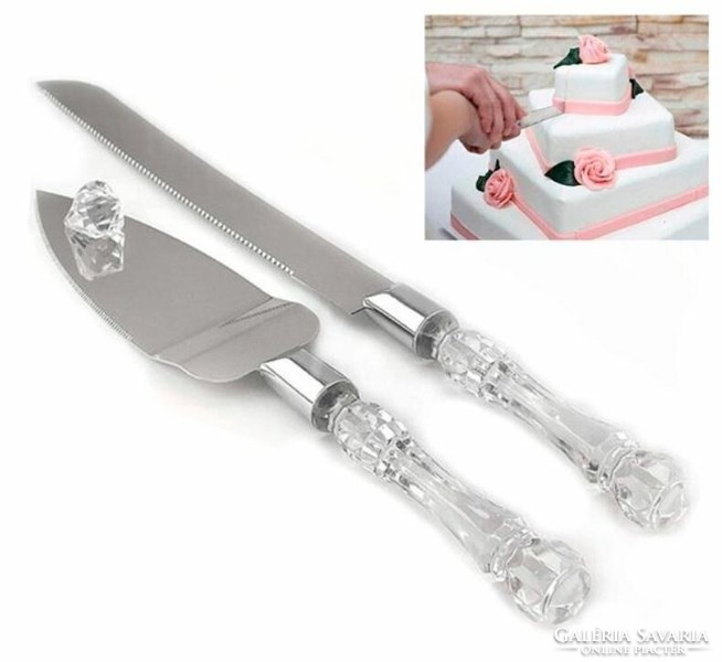 New set of 2 wedding cake cutting knives with a decorative handle: spatula + slicer