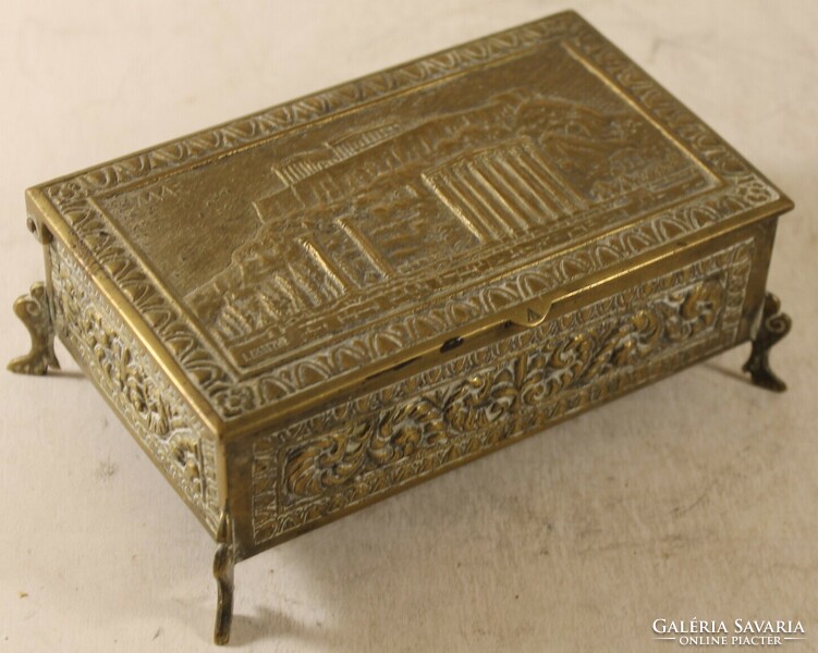 Jewelry box with copper embossed legs