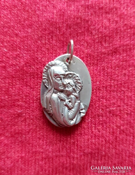 Old silver Mary, rose pendant