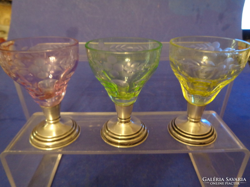 Colored crystal glasses with silver bases