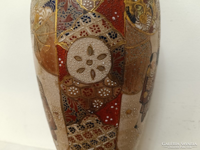 Antik japán satsuma porcelán gésa asztali bronzírozott réz szerelékes elektromos lámpa 488 8240