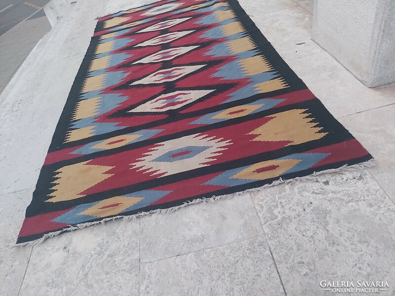 Nagyméretű régi torontáli szőnyeg szőttes kelim szőnyeg 112 x 230 cm