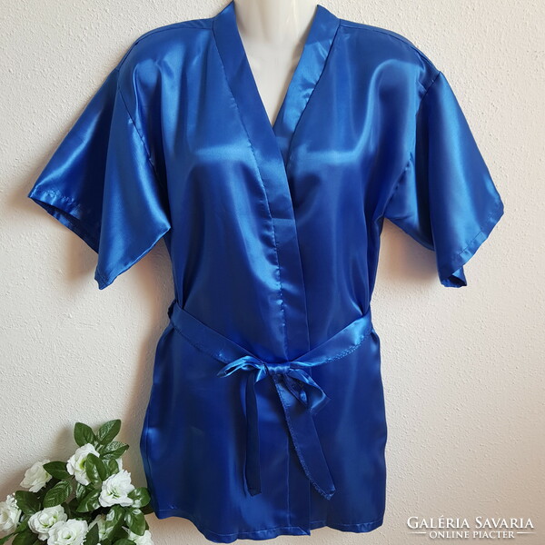 Royal blue satin robe, robe in preparation - approx. L-shaped