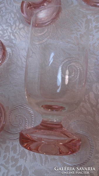 Vintage rose-colored polished glass glass set and trays and vases in one