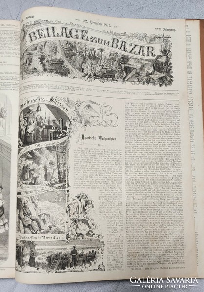 1870 - 71 Bazaar bound elite magazine 326 pages social life needlework fashion precious steel engravings