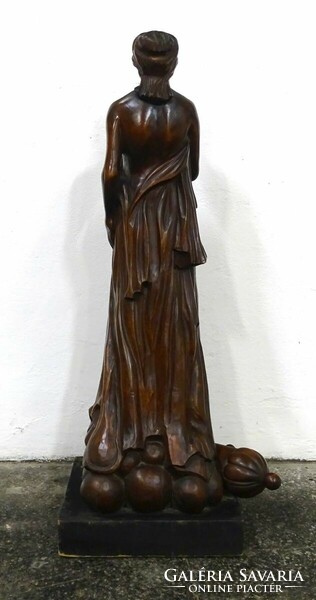 1P868 antique huge carved female statue with cannon 98.5 Cm