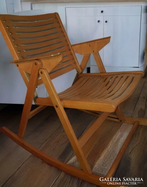 Vintage rex folding rocking chair by niko kralj from the 70s