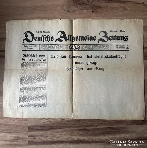German newspaper depicting Adolf Hitler in 1919