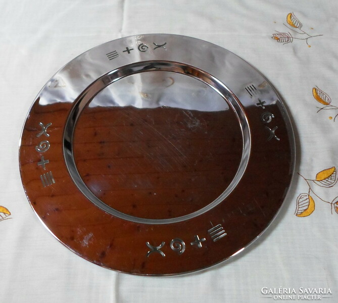 Old round metal tray