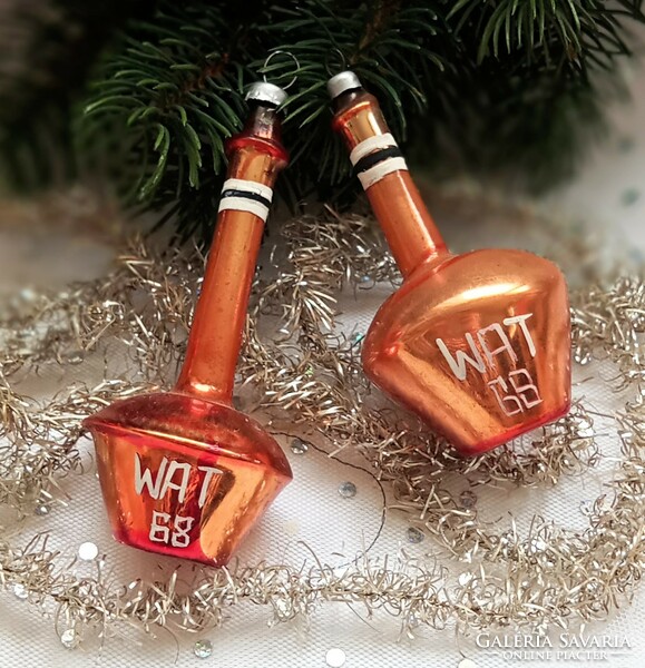 Régi üveg Wiszkys palack karácsonyfa dísz 8cm