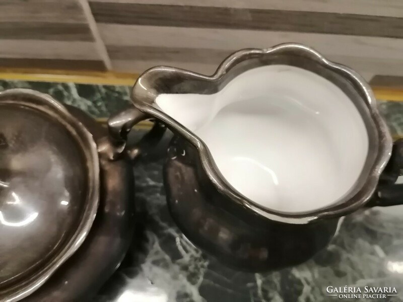 German porcelain sugar bowl + cream spout