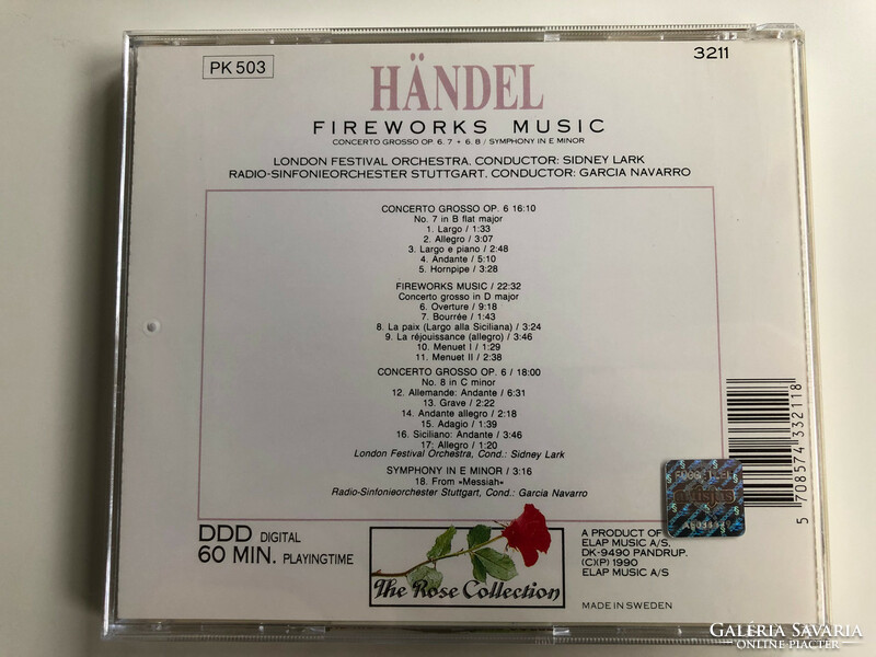 Händel ‎– fireworks music / concerto grosso op. 6. 7 + 6. 8, Symphony in E minor