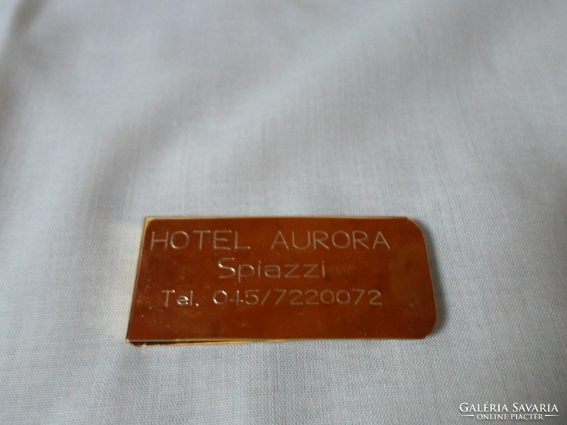 Retro szalvétacsipesz – Hotel Aurora, Italia (szalvéta, tartó, Olaszország)