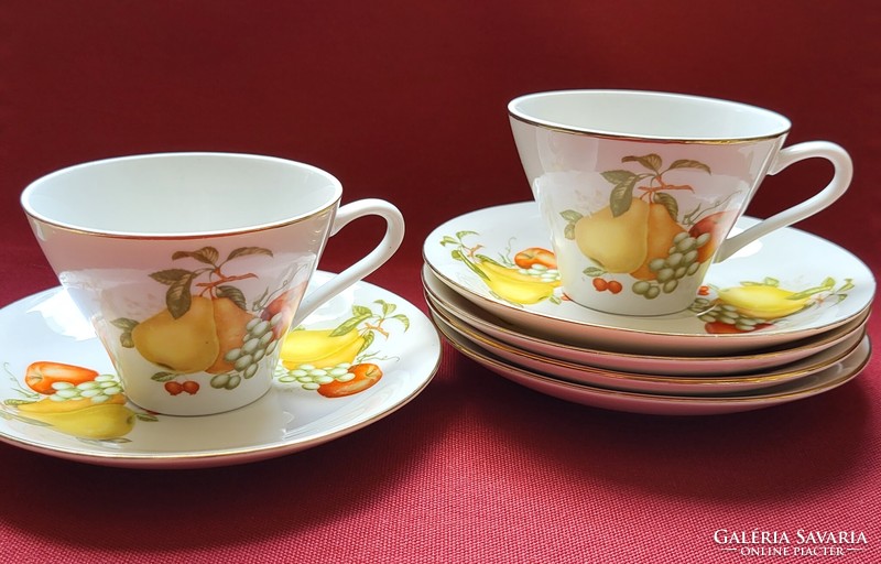 HP Hebei kínai porcelán kávés csésze csészealj kistányér tányér csomag körte alma szőlő gyümölcs