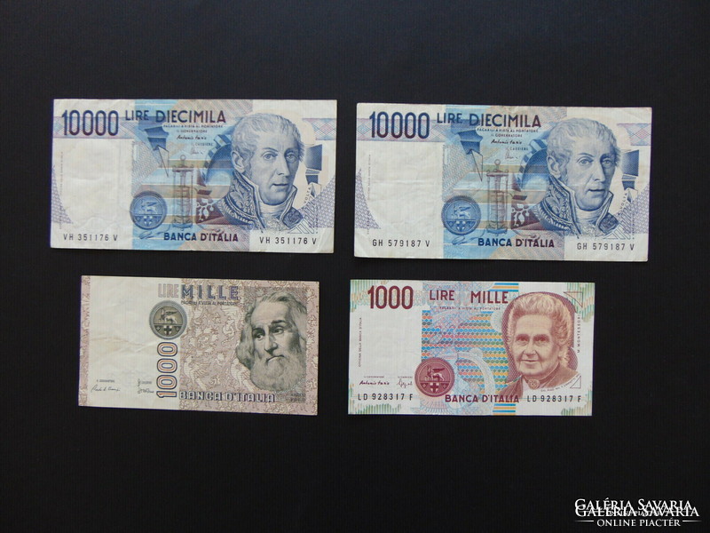 Italy 1000 - 1000 - 10000 - 10000 lira banknotes lot!
