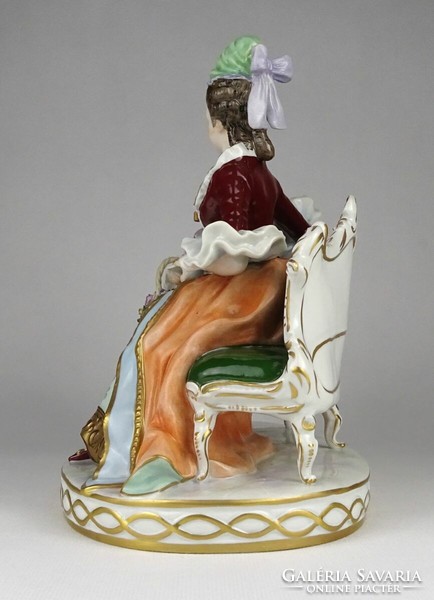 1P882 antique marked sitzendorf porcelain statue on pedestal 22 cm