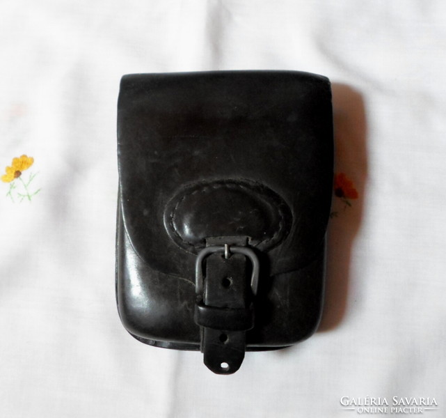 Black leather belt bag, purse