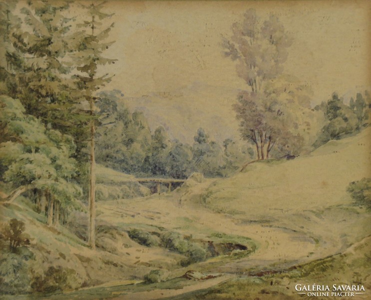 Magyar festő XIX. század : Hegyi patak