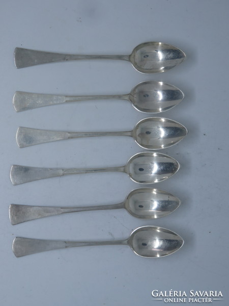 6 English-style silver mocha spoons