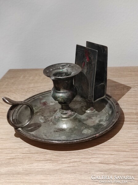 Antique pewter candle and match holder!