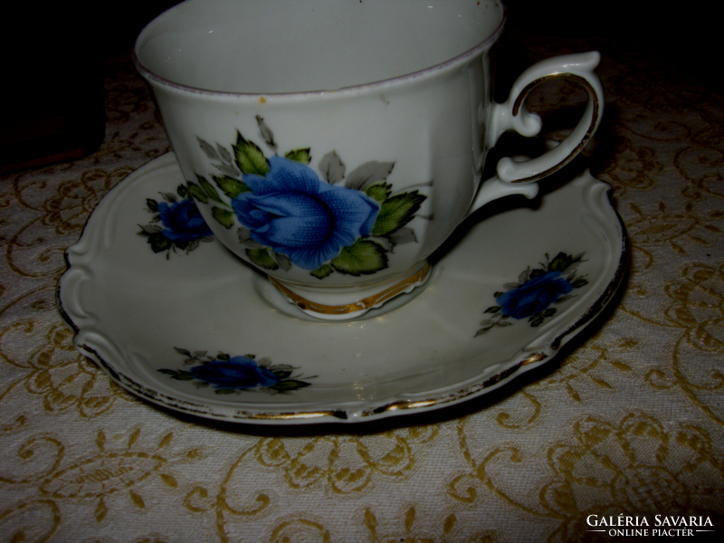 Kék rózsás csésze és tányér