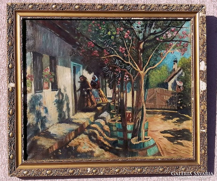Ujváry Ignác: Kopogtatók. Az 1910-s években készült impresszionista festmény.