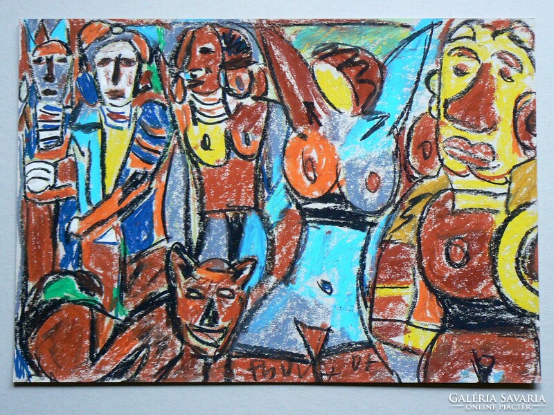 NÉMETH MIKLÓS (1934-2012) "AFRIKA" 2007, (50X35 cm) OLAJ-PASZTELL, FESTMÉNY EREDETI!! RITKA!