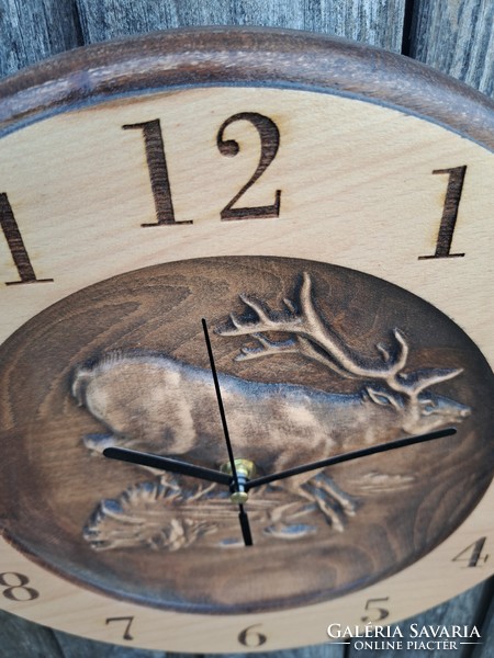 Wooden deer wall clock