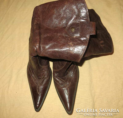38-S brown western Weskó leather boots, 5.5 cm heel