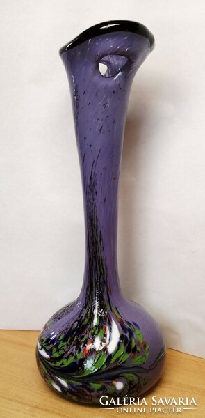 Szakított HARLEQUIN multicolor lyukasztottszájú váza Murano. dekoratív ritkaság a vitrinedbe