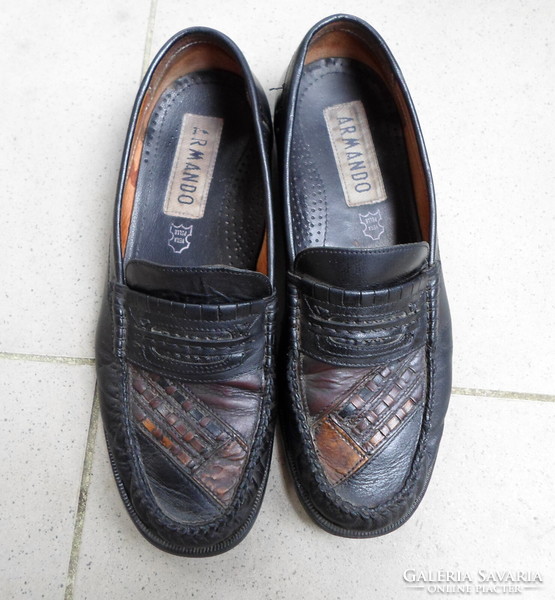 Férfi bőrcipő, cipő 2. (Armando papucscipő, 42, sötétbarna)