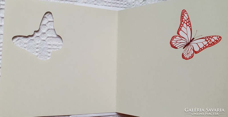 Jókívánság képeslap borítékkal üdvözlőlap üdvözlőkártya levelezőlap postatiszta német pillangó minta