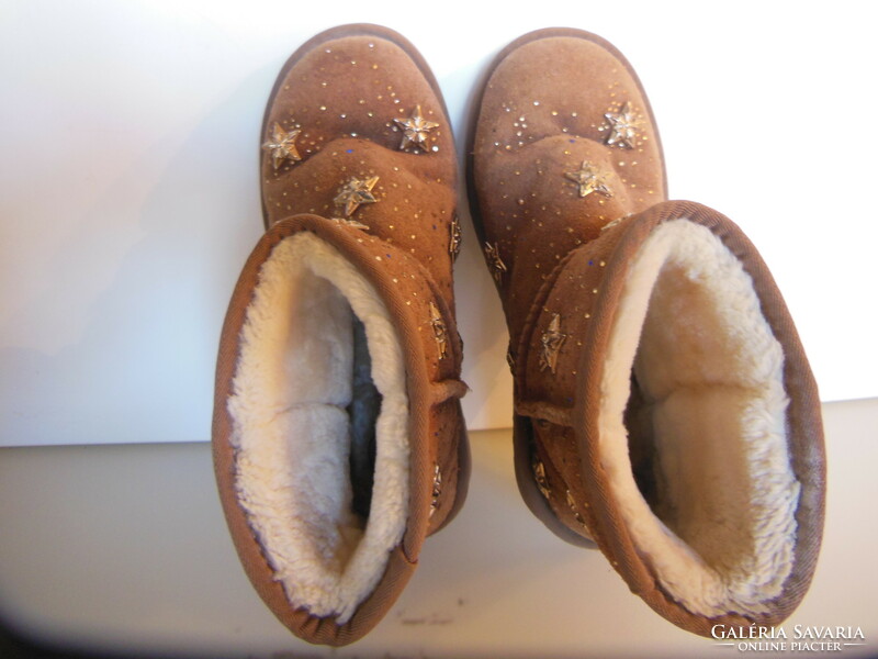 Boots - suede - fur - copper stars - size 36 - quality - flawless