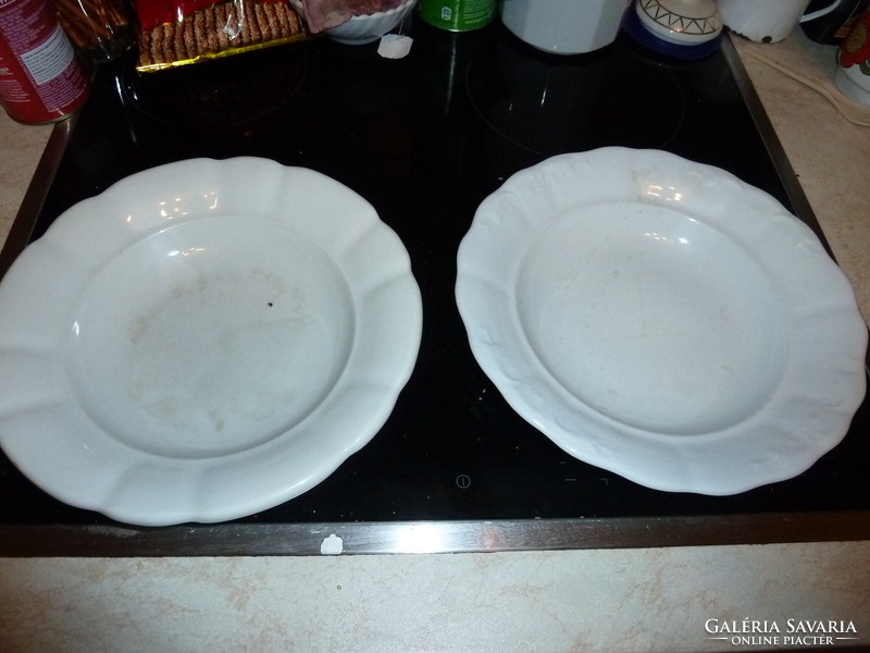 2 old white Zsolnay deep plates