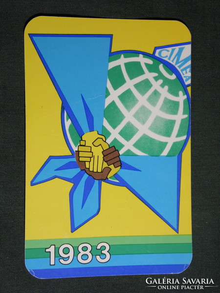 Card calendar, United World Youth Federation for Peace, Budapest, graphic artist, 1983, (4)