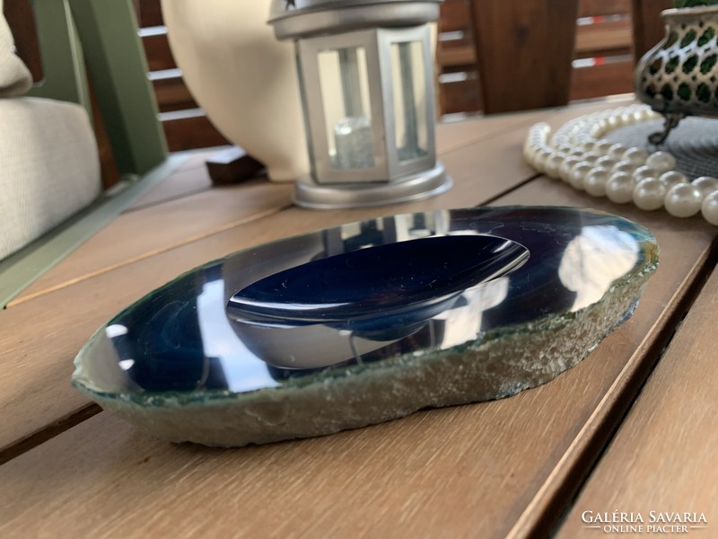 Half kilo blue agate ashtray, soap holder or ring holder, mineral