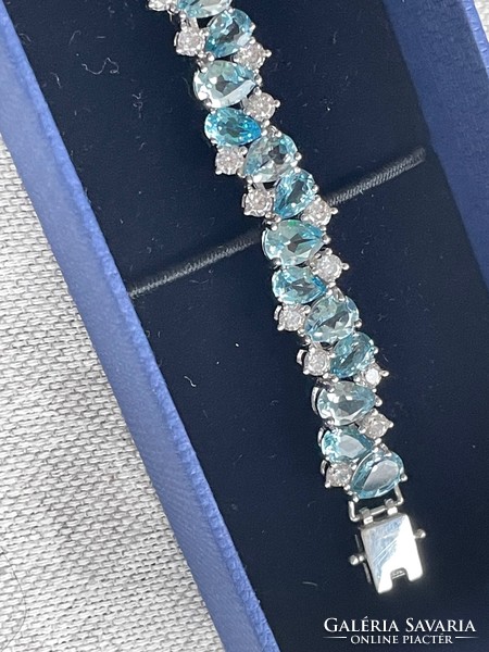 Luxury london blue topaz 925 sterling silver tennis bracelet