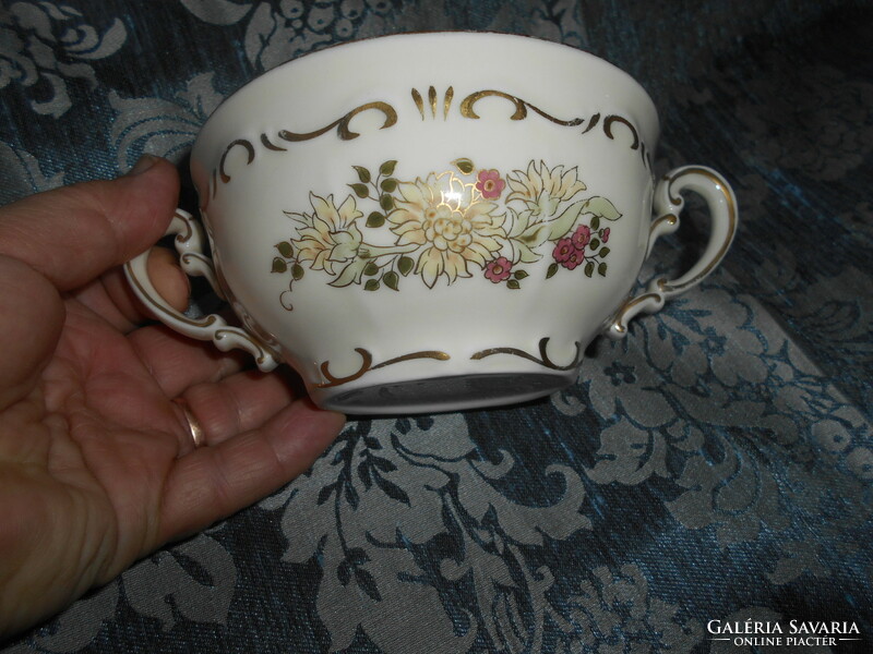 Zsolnay porcelain - soup cup - hand painted - gold contour